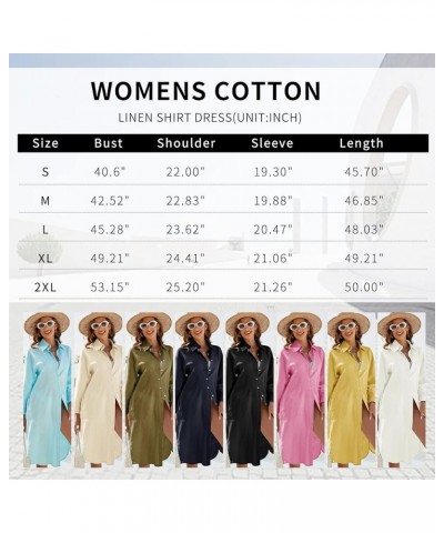 Womens Cotton Linen Shirt Dress Button Down Summer Maxi Shirtdress Midi Dress Beige $12.15 Dresses