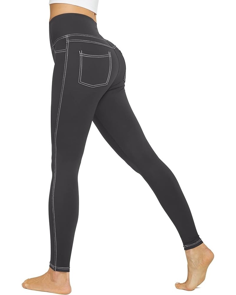 Yoga Leggings for Women with Pockets High Waisted Workout Legging for Athletic Dark Grey $17.39 Activewear