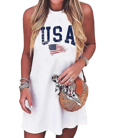 American Flag Tank Dress for Women 4th of July Patriotic Graphic Sleeveless Mini Dress Casual Vacation Short Dresses White5 $...