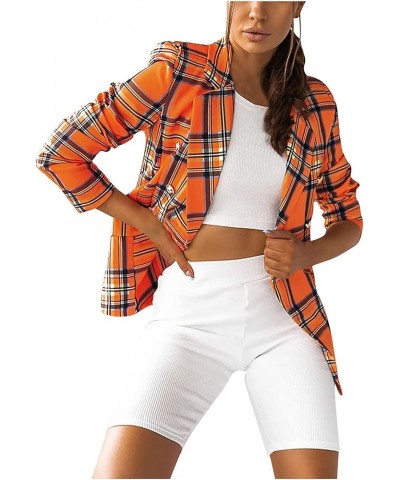 Women's Casual Blazer Open Front Pockets Cardigan Formal Suit Long Sleeve Blouse Coat Blazers for Work Casual Orange-5 $12.80...