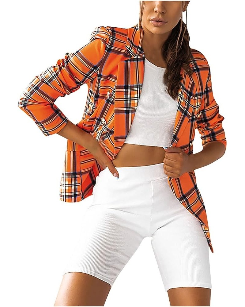 Women's Casual Blazer Open Front Pockets Cardigan Formal Suit Long Sleeve Blouse Coat Blazers for Work Casual Orange-5 $12.80...