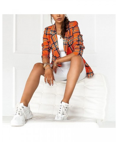 Women's Casual Blazer Open Front Pockets Cardigan Formal Suit Long Sleeve Blouse Coat Blazers for Work Casual Orange-5 $12.80...