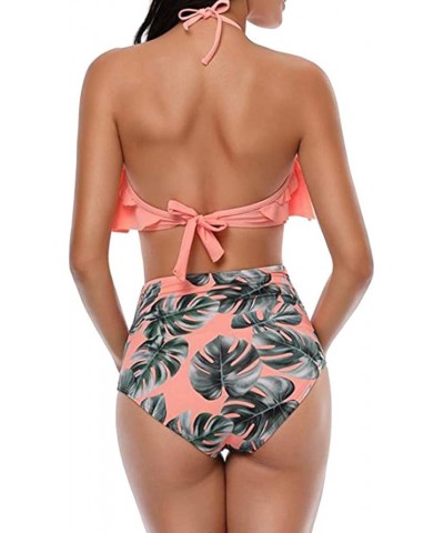 Mom and Daughter Matching Swimsuit Two Piece Bikini Sets Orange and Leaf $10.25 Sets