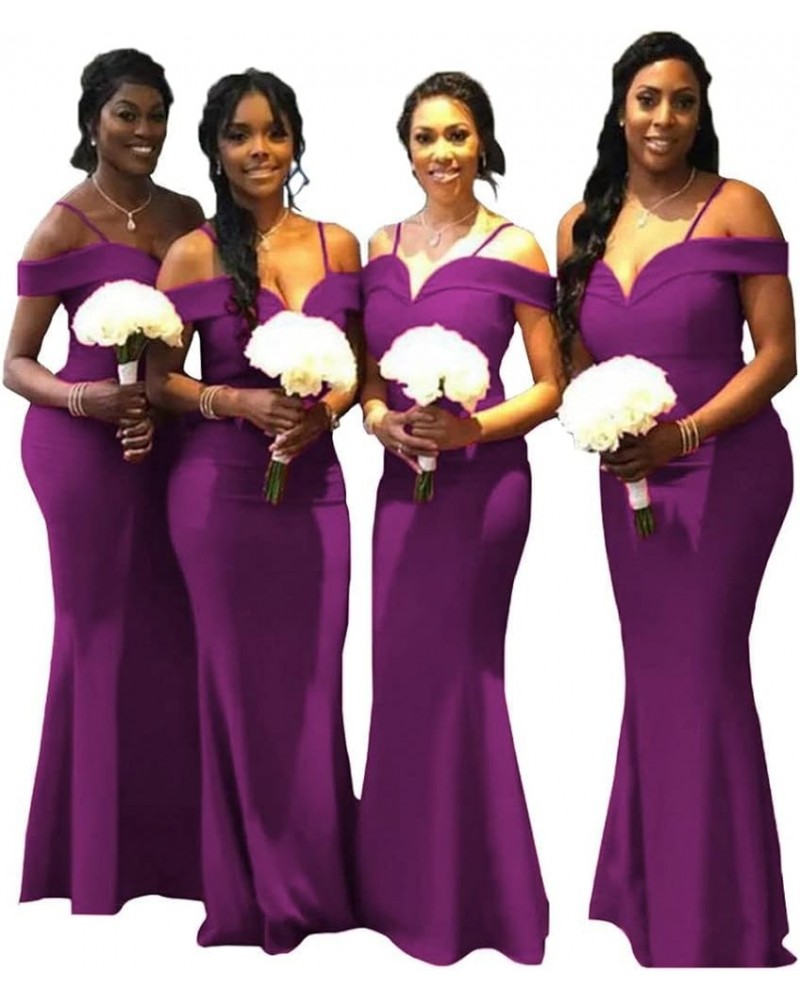 African Bridesmaid Dresses Mermaid Long Spaghetti Straps Women Bridesmaid Dresses for Wedding Purple $35.95 Dresses