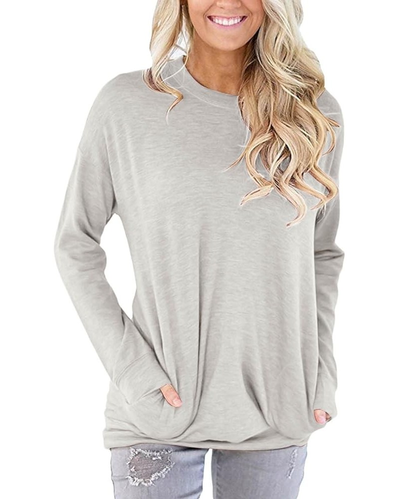 Womens Fall Pullovers Shirts Casual Loose Fit Tunic Top Comfy Cute Sweatshirts Long Sleeve Crewneck T-Shirts 2-grey $10.02 Sh...