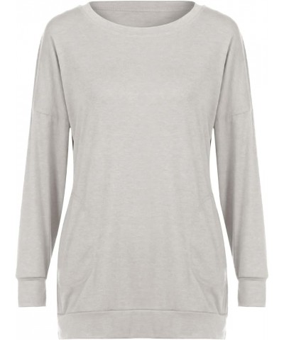 Womens Fall Pullovers Shirts Casual Loose Fit Tunic Top Comfy Cute Sweatshirts Long Sleeve Crewneck T-Shirts 2-grey $10.02 Sh...