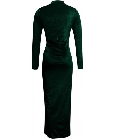 Women's Cocktail Dress New Years Eve Dress 2024 Round Neck Long Sleeve Dress Slim Solid Split Temperament Maxi Dress, S-2XL 3...