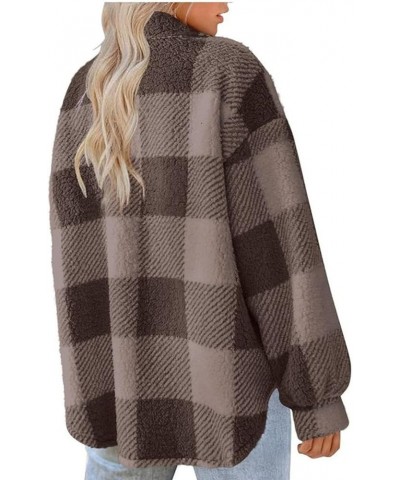 Fleece Jacket Women Plaid Flannel Shacket Jacket Fall Winter Button Down Warm Coat Fashion Clothes Coffee Black Friday Deals ...