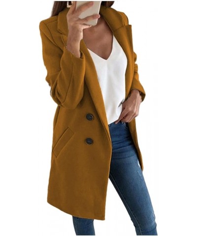 Women's Stylish Mid Length Artificial Wool Blend Trench Dressy Office Thick Warm Button Up Winter Jackets with Pockets 3XL Br...