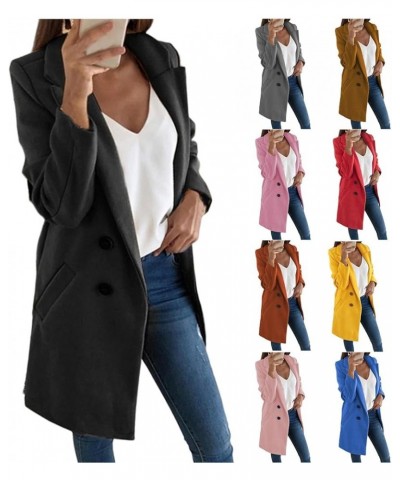 Women's Stylish Mid Length Artificial Wool Blend Trench Dressy Office Thick Warm Button Up Winter Jackets with Pockets 3XL Br...