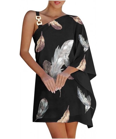 Summer Dresses for Women 2023 Floral One Shoulder Dress Casual Summer Fashion Vacation Beach Sundresses Plus Size F-dark Gray...