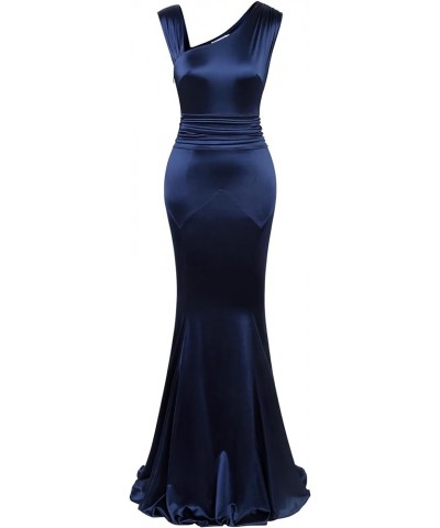 Women's 1950s Vintage Sleeveless V Neck Mermaid Cocktail Evening Gowns Dresses Navy Blue $20.76 Dresses