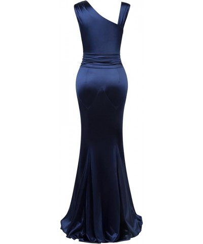 Women's 1950s Vintage Sleeveless V Neck Mermaid Cocktail Evening Gowns Dresses Navy Blue $20.76 Dresses