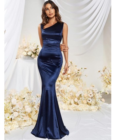 Women's 1950s Vintage Sleeveless V Neck Mermaid Cocktail Evening Gowns Dresses Navy Blue $20.76 Dresses