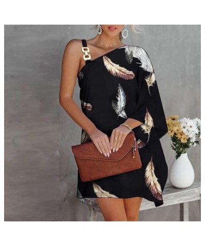 Summer Dresses for Women 2023 Floral One Shoulder Dress Casual Summer Fashion Vacation Beach Sundresses Plus Size F-dark Gray...