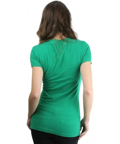 Women’s Basic Short Sleeve V-Neck Tee Solid Kelly Green $8.93 T-Shirts