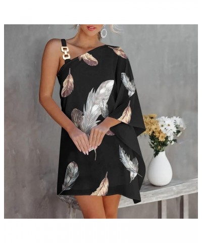 Summer Dresses for Women 2023 Floral One Shoulder Dress Casual Summer Fashion Vacation Beach Sundresses Plus Size F-dark Gray...