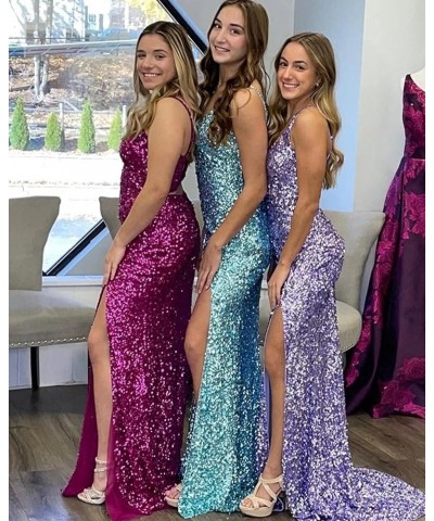 Women's Sequin One Shoulder Prom Dresses 2024 Mermaid Evening Gowns Long Formal Dress with Slit Silver $37.50 Dresses