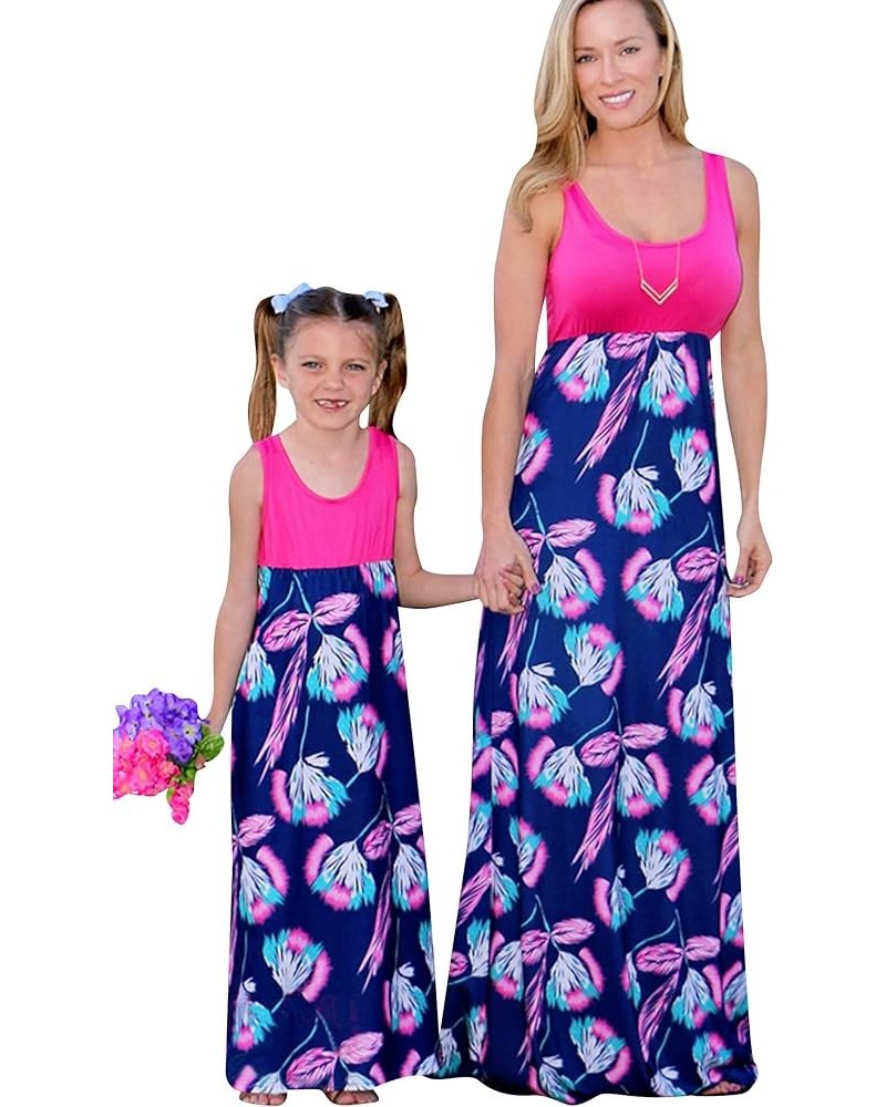 Summer Cute Mommy and Me Boho Striped Chevron Maxi Dresses Rose Dandelion $11.00 Dresses