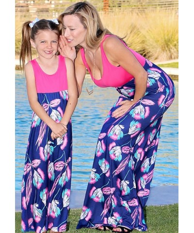 Summer Cute Mommy and Me Boho Striped Chevron Maxi Dresses Rose Dandelion $11.00 Dresses