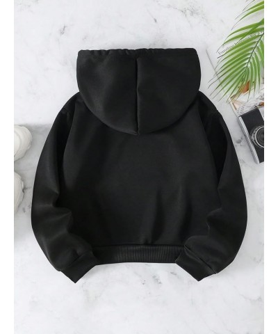 Women's Casual Long Sleeve Cropped Hoodie Pullover Print Cropped Sweatshirt Black Slogan $14.99 Hoodies & Sweatshirts