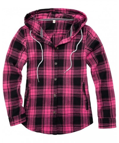 Women's Sherpa Lined Plaid Flannel Jacket Button Down Hooded Flannel Shirt Jacket Warm Shacket(All Sherpa Lining) Unlined Dou...