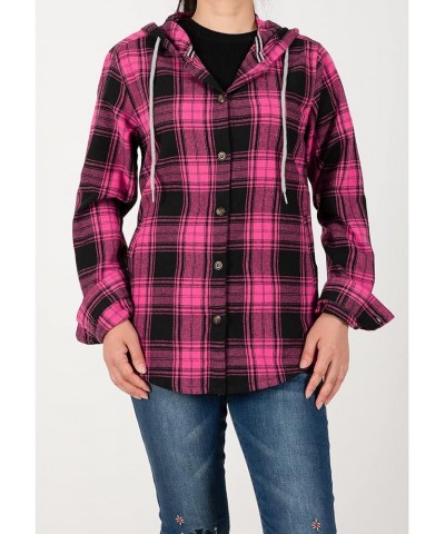 Women's Sherpa Lined Plaid Flannel Jacket Button Down Hooded Flannel Shirt Jacket Warm Shacket(All Sherpa Lining) Unlined Dou...