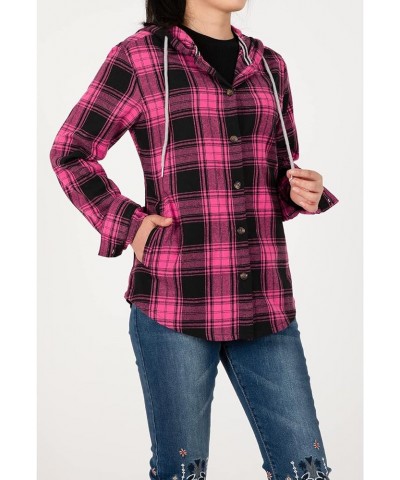 Women's Sherpa Lined Plaid Flannel Jacket Button Down Hooded Flannel Shirt Jacket Warm Shacket(All Sherpa Lining) Unlined Dou...