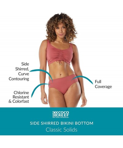 Side Shirred Bikini Bottom — Classic Low Rise Ruched Swim Bottom Lava Coral $8.19 Swimsuits