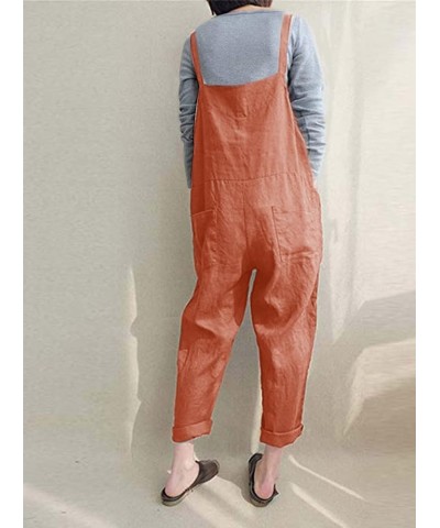 Women's Baggy Plus Size Overalls Jumpsuits Wide Leg Harem Pants Casual Rompers Kn-brick Red $14.00 Overalls