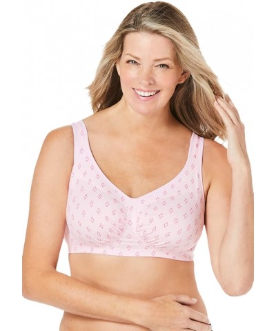 Women's Plus Size Wireless Leisure Bra Pink Diamond $17.53 Lingerie