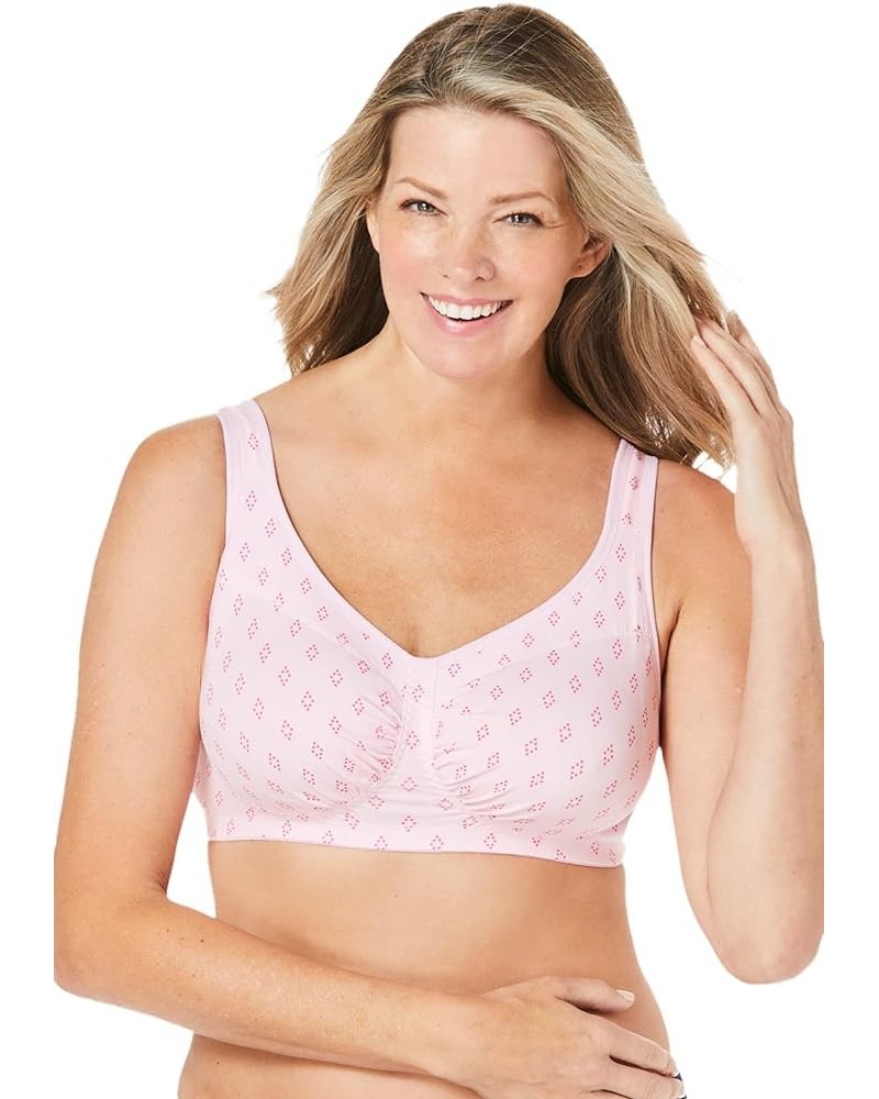 Women's Plus Size Wireless Leisure Bra Pink Diamond $17.53 Lingerie