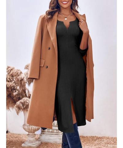 Women's Sexy V Neck Knit Bodycon Dress Long Sleeve Slim Fit Split Casual Sweater Midi Dress Black $11.99 Dresses