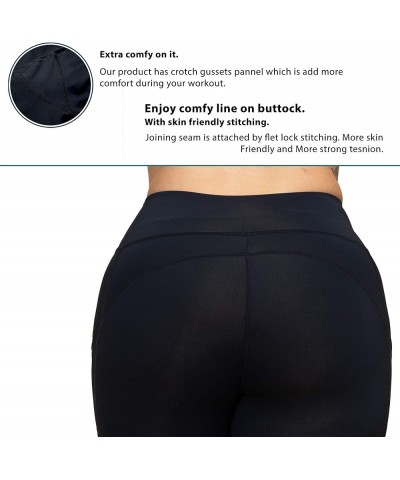 Women's Plus Size High Waist 7/8 Compression Workout Leggings with Pocket 27" Inseam Capris_ Black/Black Stitches $14.61 Acti...