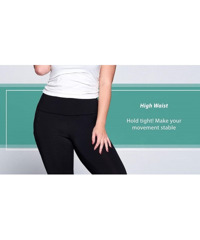 Women's Plus Size High Waist 7/8 Compression Workout Leggings with Pocket 27" Inseam Capris_ Black/Black Stitches $14.61 Acti...