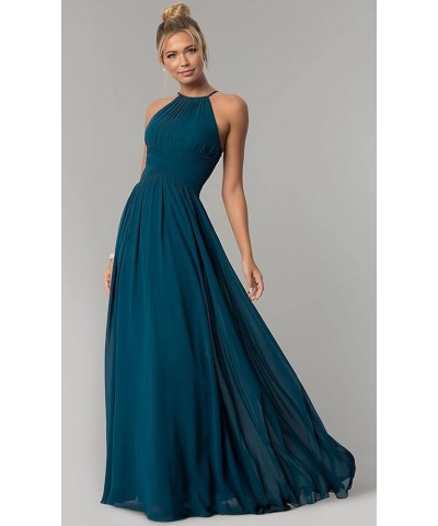 Chiffon Halter Bridesmaid Dresses for Wedding Long Spaghetti Straps A Line Formal Evening Prom Party Gown Teal $23.52 Dresses