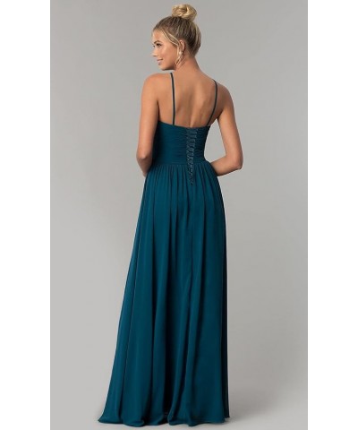 Chiffon Halter Bridesmaid Dresses for Wedding Long Spaghetti Straps A Line Formal Evening Prom Party Gown Teal $23.52 Dresses