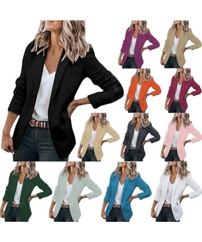 Womens 2023 Fashion Casual Blazers Open Front Long Sleeve Work Office Jackets Blazer 01-black $10.99 Blazers