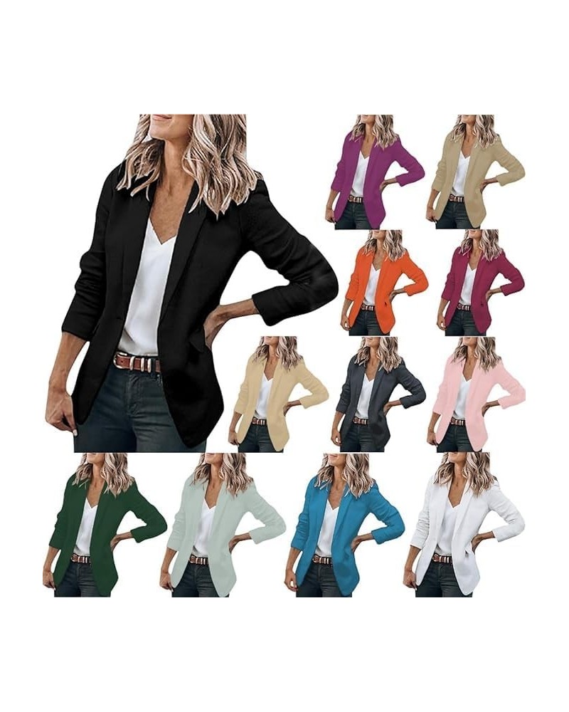 Womens 2023 Fashion Casual Blazers Open Front Long Sleeve Work Office Jackets Blazer 01-black $10.99 Blazers