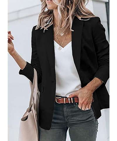 Womens 2023 Fashion Casual Blazers Open Front Long Sleeve Work Office Jackets Blazer 01-black $10.99 Blazers