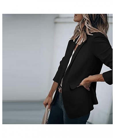 Womens 2023 Fashion Casual Blazers Open Front Long Sleeve Work Office Jackets Blazer 01-black $10.99 Blazers