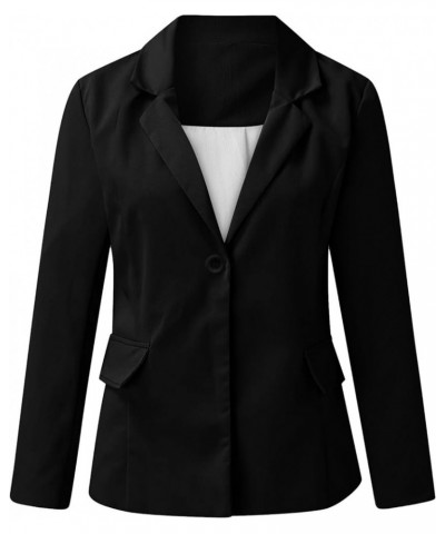 Womens 2023 Fashion Casual Blazers Open Front Long Sleeve Work Office Jackets Blazer 01-black $10.99 Blazers