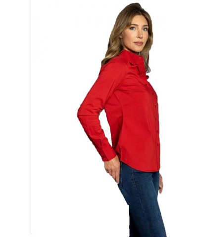 Women's Long Sleeve Button Down Shirt Team Button Up (Regular) Red $34.00 Blouses