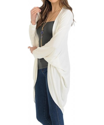 Women's Jersey Batwing Sleeve Cardigan Spring Summer Ivory $12.00 Sweaters