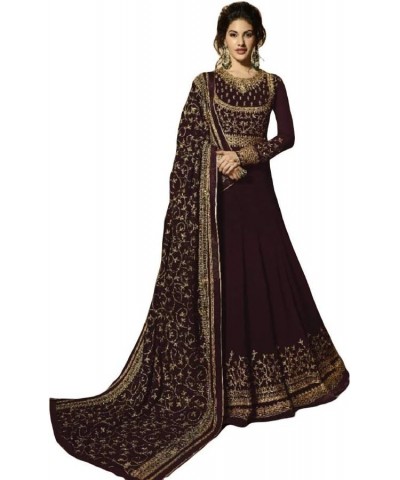 Alamara Fashion Ready To Wear Indian/Pakistani Style Party Wear Embroidered Anarkali Gown Anarkali Suit For Women Brown $30.8...