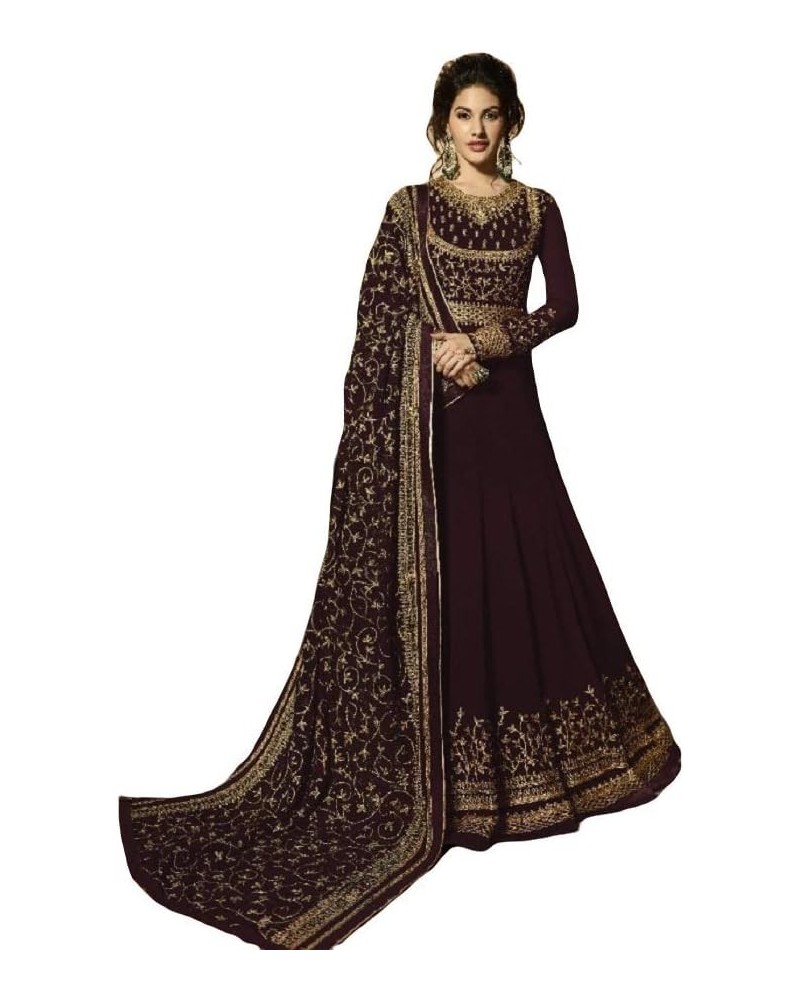 Alamara Fashion Ready To Wear Indian/Pakistani Style Party Wear Embroidered Anarkali Gown Anarkali Suit For Women Brown $30.8...