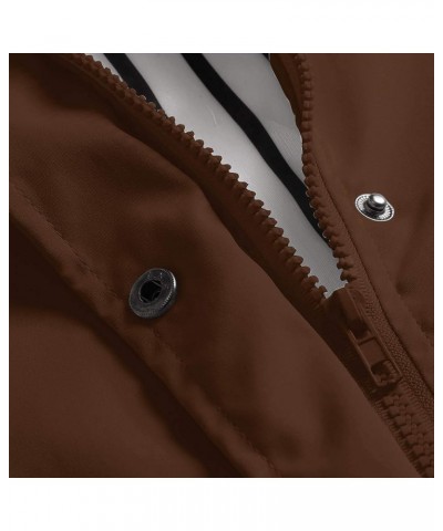 Women'S Trench Coats Plus Size Outdoor Windproof Hooded Solid Color Raincoat Fitted Cotton Jacket Versatile Brown 3 $6.72 Coats