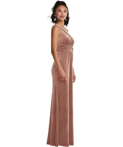 One Shoulder Bridesmaid Dresses for Wedding Pleated Long A-Line Velvet Formal Evening Gown with Slit White $27.95 Dresses