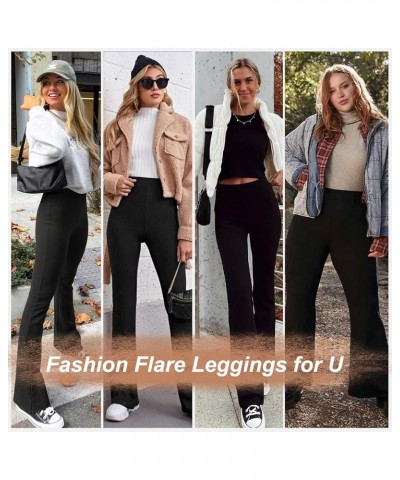 Women's Flare Yoga Pants - Crossover Flare Leggings Soft High Waisted Workout Casual Bootcut Pants Brown $9.80 Leggings