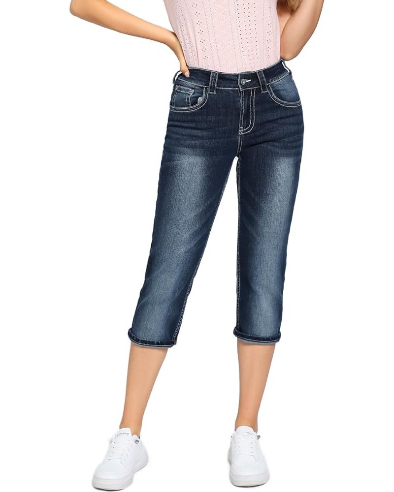 Women's Thick Seams Vintage Slim Fit Stretch Denim Crop Capri Jeans Vinay $17.70 Jeans